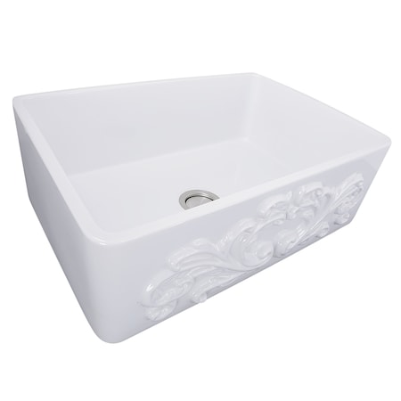 Nantucket Sinks 30-Inch Farmhouse Fireclay Sink with Filigree Apron FCFS3020S-Filigree